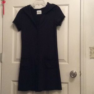 Linq black mini dress with a hoodie and buttons